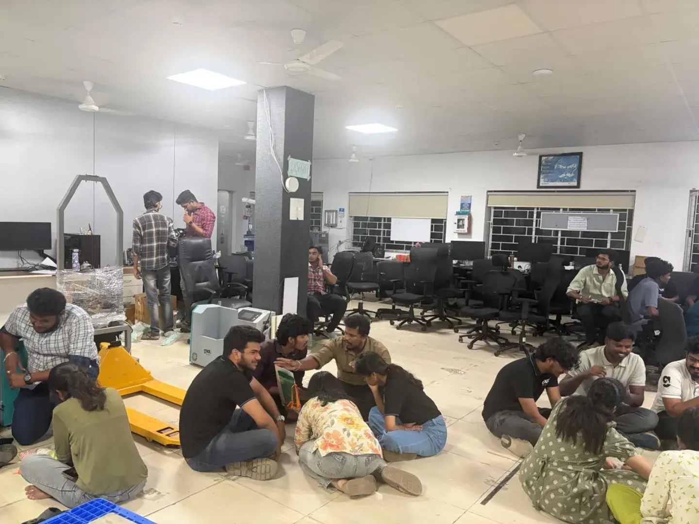 Team activity session on the office floor