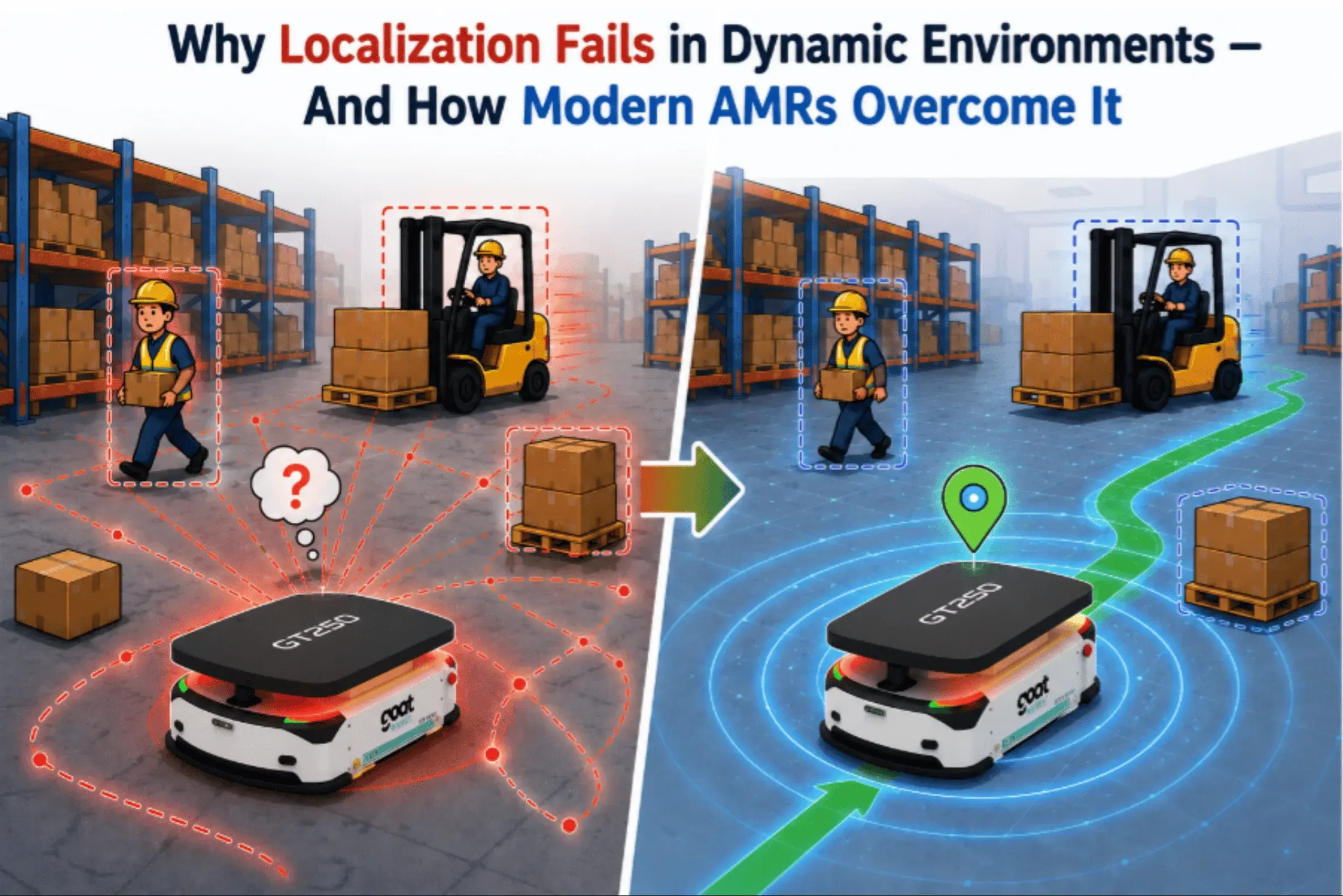 Why amr localization fails in dynamic environments and how modern robots overcome it title image